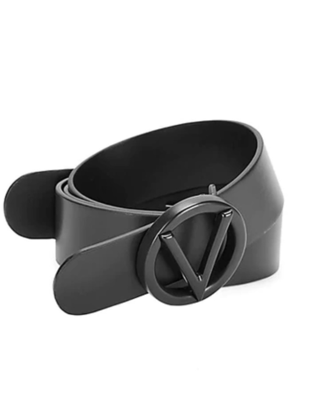 Valentino Men's Black VLogo Matte Leather Belt size
XL/48 inches